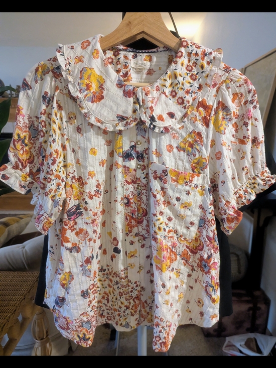 Pilcro Tops - Women’s Floral Peter Pan Collar Top